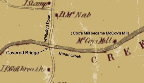 Location of Cox's Mill (then McCoy's Mill Covered Bridge
