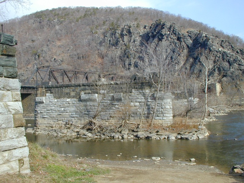 Harpers Ferry Covered Bridge Piers in Potomac River 2001.